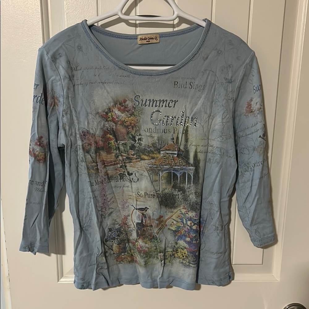 Vintage Studio Gem Summer Garden Graphic 3 Quarter Shirt